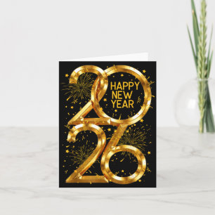 Tarjeta Feliz Año Nuevo 2026 Fuegos Artificiales Nocheviej