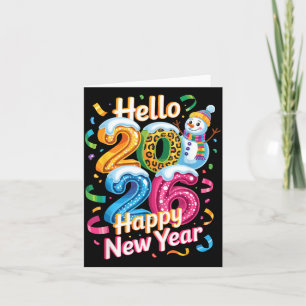 Tarjeta Feliz Año Nuevo 2026 Hombre de Nieve Celebración C