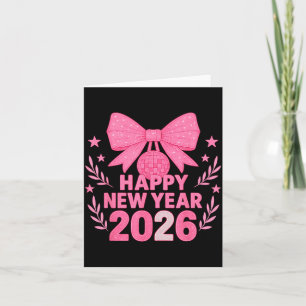 Tarjeta Feliz Año Nuevo 2026 Nk Bow Coquette Familia