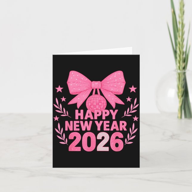 Tarjeta Feliz Año Nuevo 2026 Nk Bow Coquette Familia  (Anverso)