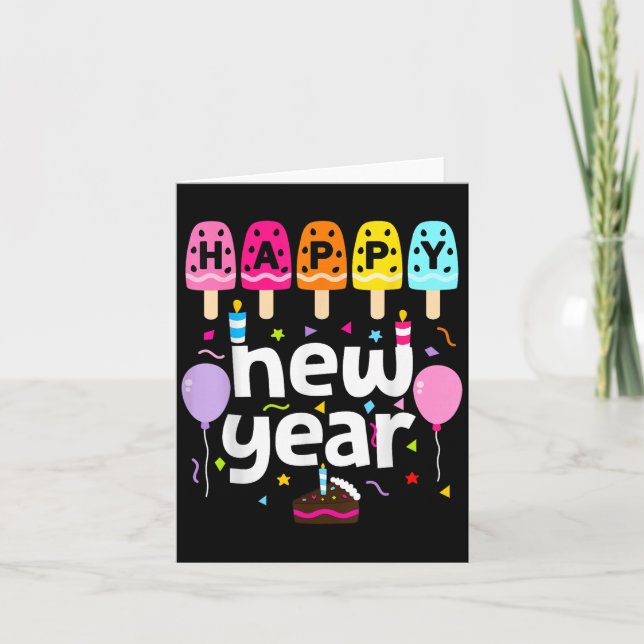 Tarjeta Feliz Año Nuevo 2026 Nochevieja Fiestas Chicas (Anverso)