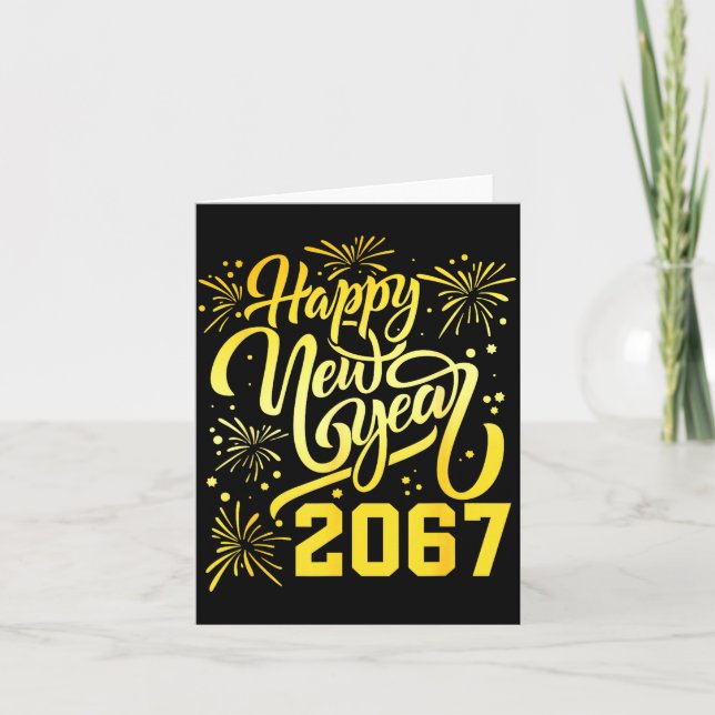 Tarjeta Feliz Año Nuevo 2067 Divertido 67 Seis Siete Meme  (Anverso)
