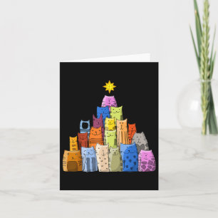 Tarjeta Feliz Año Nuevo, Adornos Divertidos de Gatos de Na