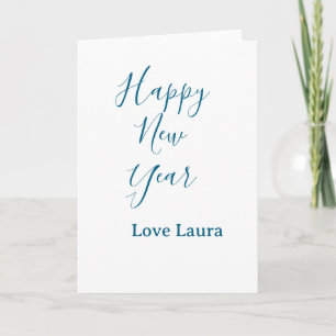 Tarjeta Feliz año nuevo añadir nombre amor azul simple min