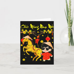 Tarjeta Feliz Año Nuevo Binh Ngo Tet 2026 Chica Vietnamita