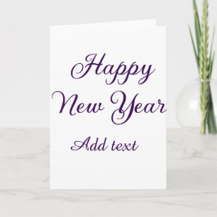 Tarjeta Feliz año nuevo caligrafía morada simple minimalis