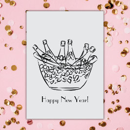 Tarjeta Feliz Año Nuevo Champagne