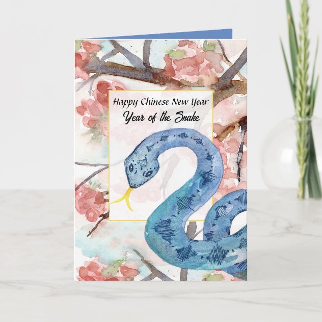 Tarjeta Feliz Año Nuevo Chino De La Serpiente (Anverso)