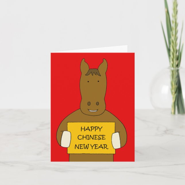 Tarjeta Feliz Año Nuevo Chino del caballo (Anverso)