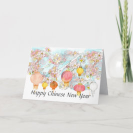 Tarjeta Feliz Año Nuevo chino lanza árbol sakura