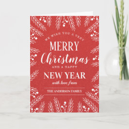 Tarjeta Feliz Año Nuevo con la Navidad Roja Personalizada