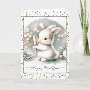 Tarjeta Feliz Año Nuevo Conejo de Invierno