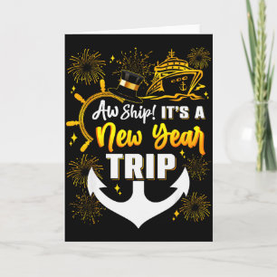 Tarjeta Feliz Año Nuevo Crucero de Viaje de Año Nuevo Feli