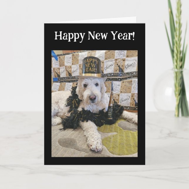 Tarjeta Feliz Año Nuevo desde el perro (Anverso)