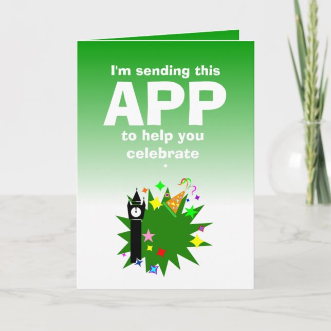 Tarjeta Feliz Año Nuevo Divertido (Anverso)