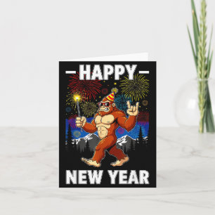 Tarjeta Feliz Año Nuevo Divertido 2026 Amantes de Bigfoot