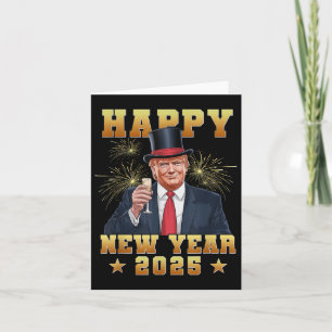 Tarjeta Feliz Año Nuevo Divertido Trump 2025 Uni-adultos T