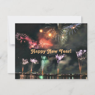 Tarjeta Feliz Año Nuevo, Fuegos Artificiales Espectaculare