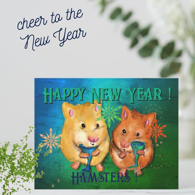 Tarjeta ¡Feliz Año Nuevo Hamsters! (Zazzle Happy New Year Hamsters ! Card (Front))