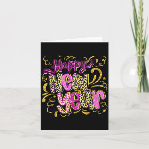 Tarjeta Feliz Año Nuevo Hola 2026 Leopardo Retro