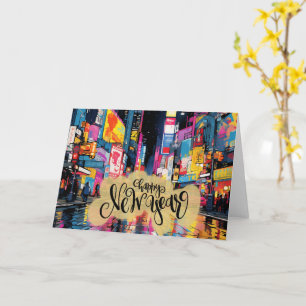 Tarjeta Feliz Año Nuevo, ilustracion de Nueva York,