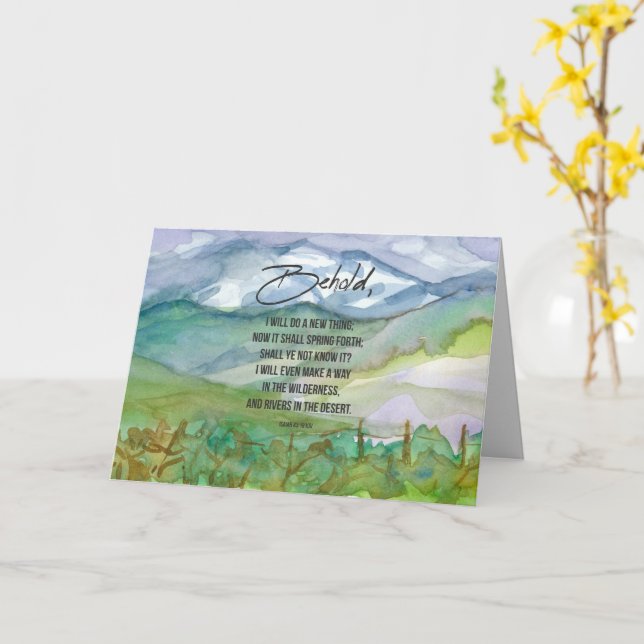 Tarjeta Feliz Año Nuevo: La Biblia Isaías Verse (flor amarilla)