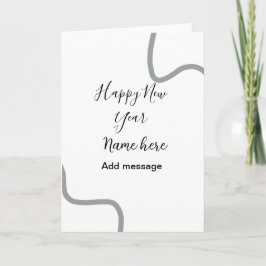 Tarjeta Feliz año nuevo mensaje nombre gris simple festivo
