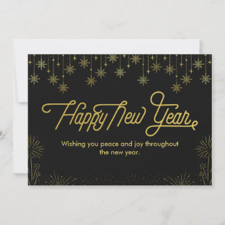 Tarjeta Feliz Año Nuevo personalizado negro y amarillo