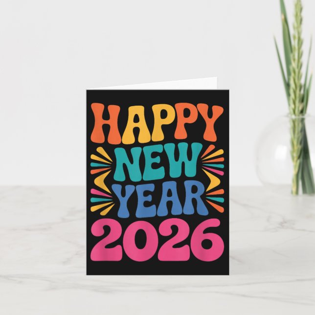 Tarjeta Feliz Año Nuevo Retro 2026  (Anverso)