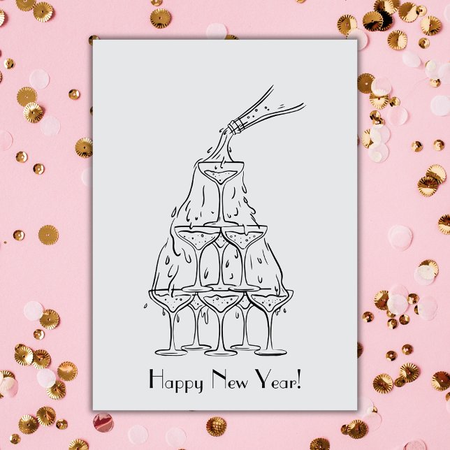 Tarjeta Feliz Año Nuevo Saludo a la Torre de Champagne (Subido por el creador)