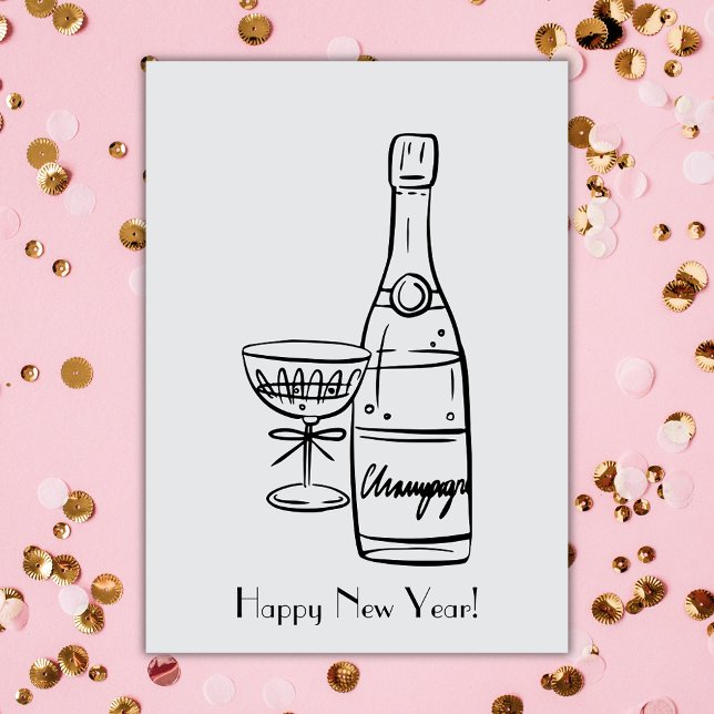 Tarjeta Feliz Año Nuevo Saludo de Botella de Champagne (Subido por el creador)