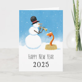 Tarjeta Feliz Año Nuevo Snake Chino Lunar Zodiac 2025