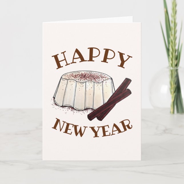Tarjeta Feliz Año Nuevo Tembleque Pudding Puerto Rico (Anverso)