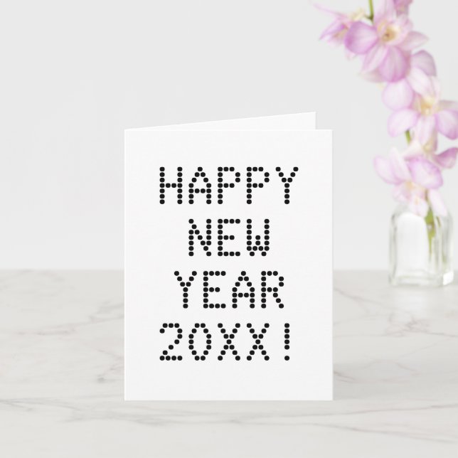 Tarjeta Feliz Año Nuevo texto de personalizado blanco negr (Orquídea)