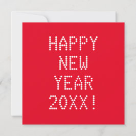 Tarjeta Feliz Año Nuevo texto rojo blanco personalizado mo