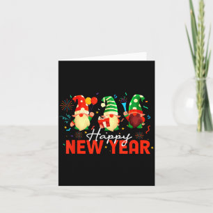 Tarjeta Feliz Año Nuevo Tres Gnomos Fuegos Artificiales Co