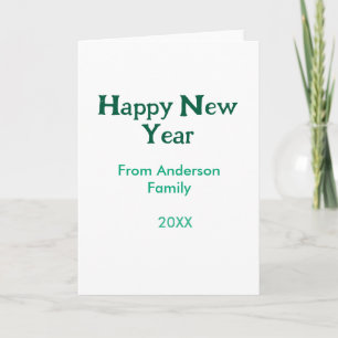 Tarjeta Feliz año nuevo verde agregar nombre de familia añ