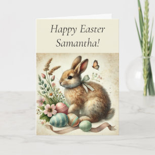 Tarjeta Feliz Año Pascua animal acuático de conejo Cuta
