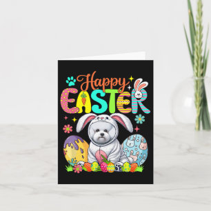 Tarjeta Feliz Año Pascua Bichon Frise Cosplay Bunny Chocol