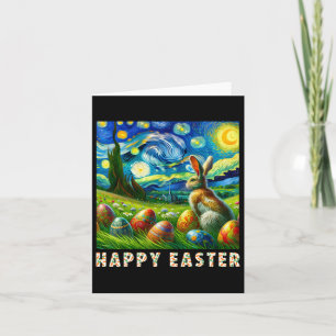 Tarjeta Feliz Año Pascua Van Gogh Style Bunny And Eggs