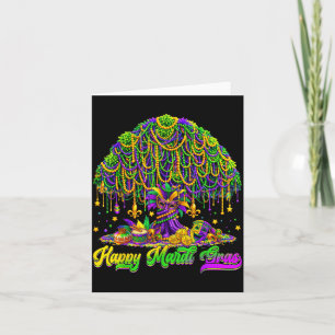 Tarjeta Feliz árbol de cuentas de Mardi Gras máscara Carna