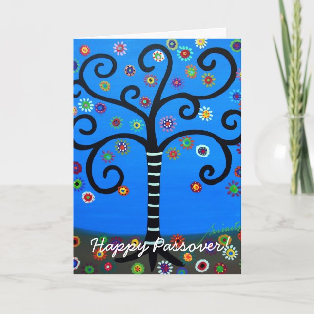 Tarjeta Feliz árbol de la Pascua de la vida (Anverso)