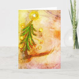 Tarjeta Feliz Árbol de Navidad con luces