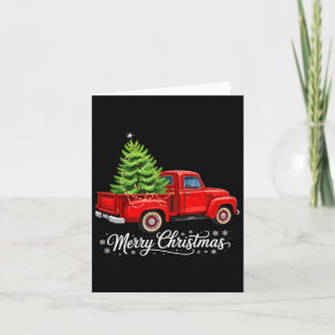 Tarjeta Feliz Árbol De Navidad En Camión Rojo Vagón Navida