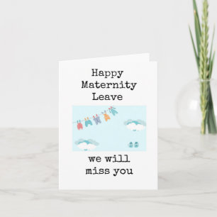 Tarjeta Feliz baja por maternidad, tendedero de ropa de be