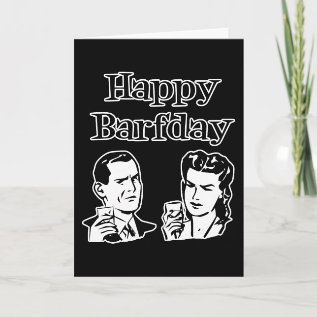 Tarjeta Feliz Barfday Retro Man & Woman B&W (Anverso)
