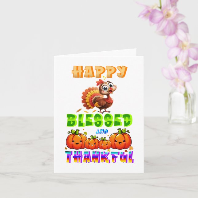 Tarjeta Feliz, Bendecido y Agradecido (Orquídea)
