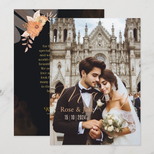 Tarjeta feliz, boda (Anverso / Reverso)