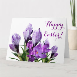 Tarjeta Feliz bonito de Pascua crocus púrpura flores flora