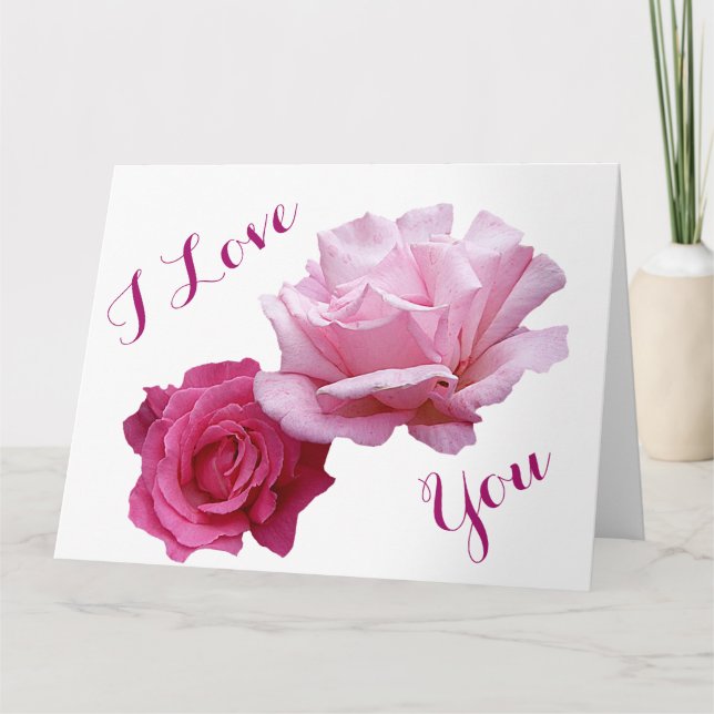 Tarjeta Feliz bonito de San Valentín rosa rosas amor román (Anverso)